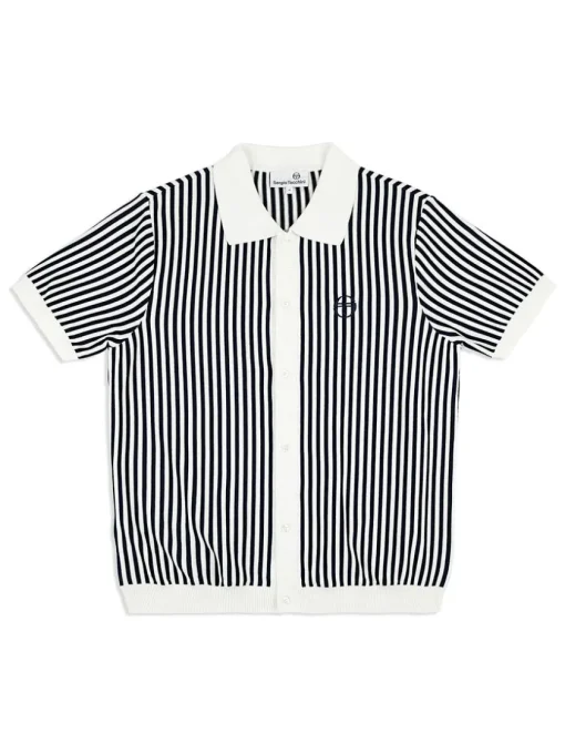 View All|Sergio Tacchini Abramo Knit Polo- Pearled Ivory/ Maritime Blue