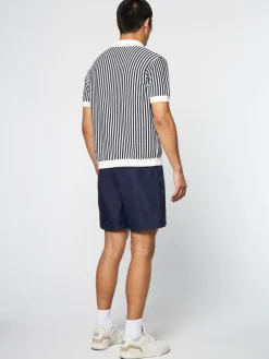 View All|Sergio Tacchini Abramo Knit Polo- Pearled Ivory/ Maritime Blue