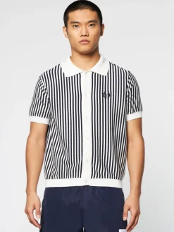 Knitwear|Sergio Tacchini Abramo Knit Polo- Pearled Ivory/ Maritime Blue