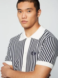 Knitwear|Sergio Tacchini Abramo Knit Polo- Pearled Ivory/ Maritime Blue