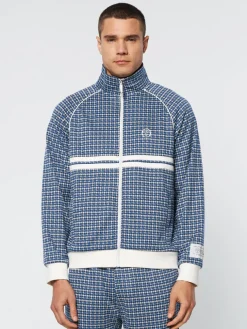 Jackets|Sergio Tacchini Dallas Houndstooth Track Jacket- Maritime Blue