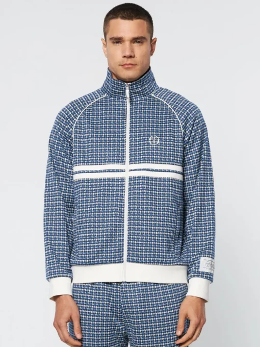 Jackets|Sergio Tacchini Dallas Houndstooth Track Jacket- Maritime Blue