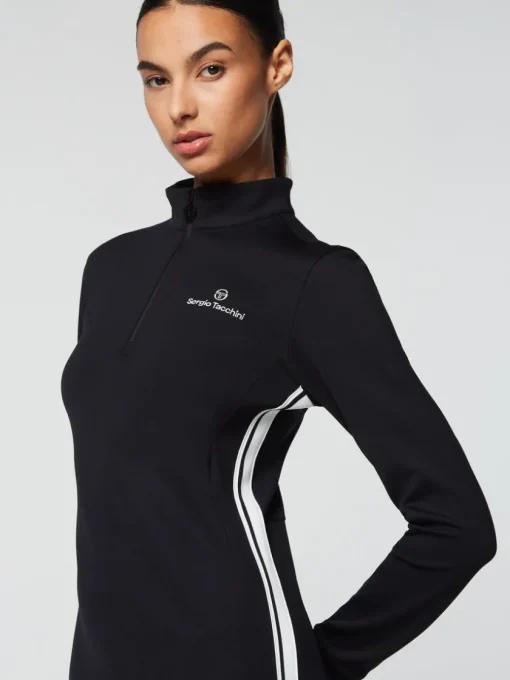 View All|Sergio Tacchini Damarindo Half-Zip Track Dress- Black