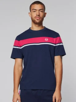 T-Shirts|Sergio Tacchini Damarindo T-Shirt- Maritime Blue/ Rasberry
