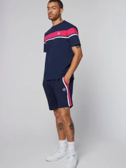 T-Shirts|Sergio Tacchini Damarindo T-Shirt- Maritime Blue/ Rasberry