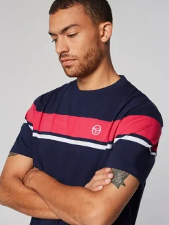 T-Shirts|Sergio Tacchini Damarindo T-Shirt- Maritime Blue/ Rasberry