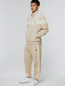 Velour|Sergio Tacchini Damarindo Velour Track Jacket- Cement/ Gardenia