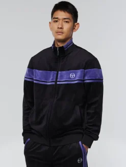 Velour|Sergio Tacchini Damarindo Velour Track Jacket- Black/ Liberty