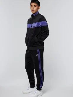 Velour|Sergio Tacchini Damarindo Velour Track Jacket- Black/ Liberty