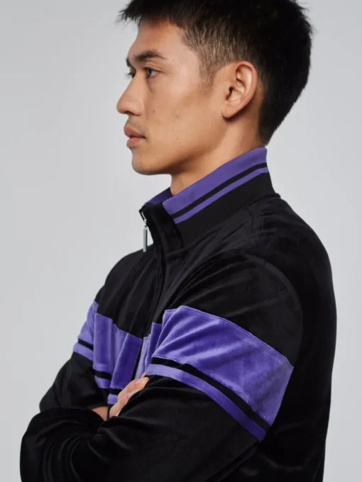 Velour|Sergio Tacchini Damarindo Velour Track Jacket- Black/ Liberty