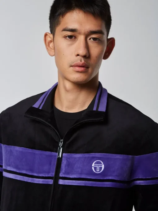 Velour|Sergio Tacchini Damarindo Velour Track Jacket- Black/ Liberty