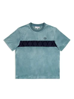 Velour|Sergio Tacchini Debossed Damarindo Velour T-Shirt- Larkspur