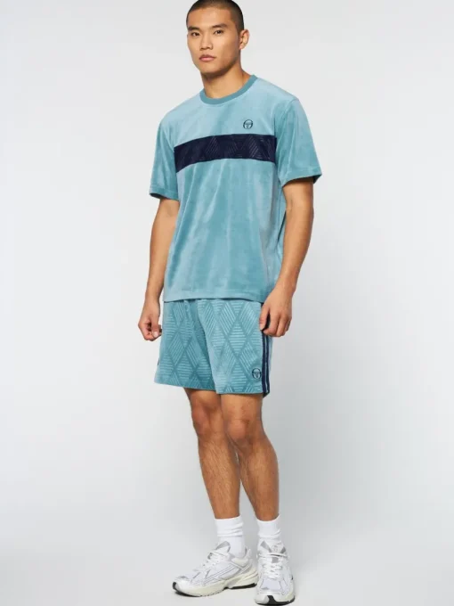 Velour|Sergio Tacchini Debossed Damarindo Velour T-Shirt- Larkspur