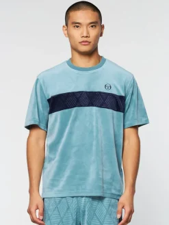 T-Shirts|Sergio Tacchini Debossed Damarindo Velour T-Shirt- Larkspur