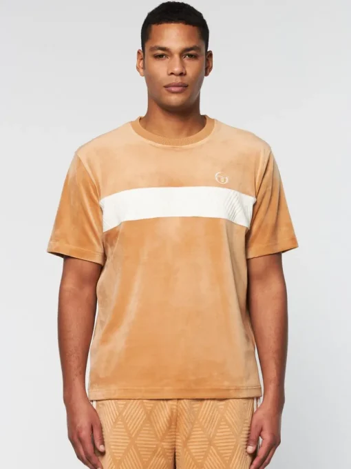 T-Shirts|Sergio Tacchini Debossed Damarindo Velour T-Shirt- Meerkat