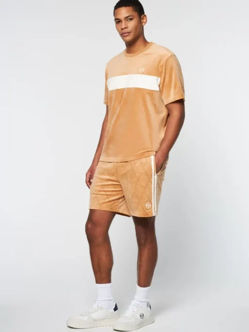 T-Shirts|Sergio Tacchini Debossed Damarindo Velour T-Shirt- Meerkat