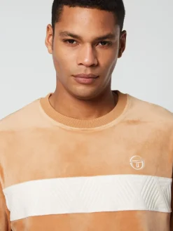 T-Shirts|Sergio Tacchini Debossed Damarindo Velour T-Shirt- Meerkat