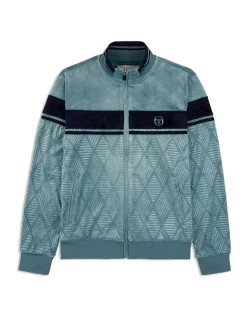 Jackets|Sergio Tacchini Debossed Damarindo Velour Track Jacket- Larkspur