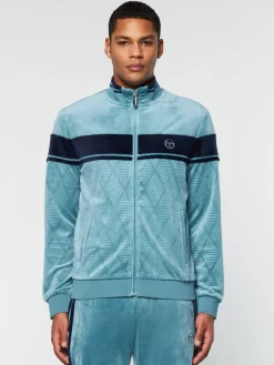 Jackets|Sergio Tacchini Debossed Damarindo Velour Track Jacket- Larkspur