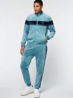 Jackets|Sergio Tacchini Debossed Damarindo Velour Track Jacket- Larkspur