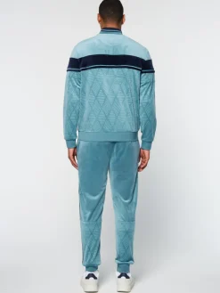 Jackets|Sergio Tacchini Debossed Damarindo Velour Track Jacket- Larkspur