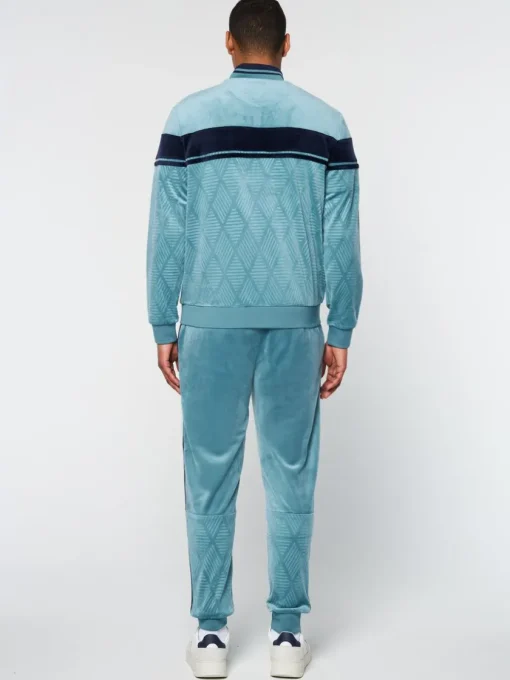 Jackets|Sergio Tacchini Debossed Damarindo Velour Track Jacket- Larkspur
