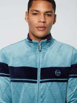 Jackets|Sergio Tacchini Debossed Damarindo Velour Track Jacket- Larkspur