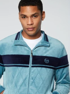 Jackets|Sergio Tacchini Debossed Damarindo Velour Track Jacket- Larkspur