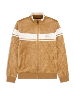 Tracksuits|Sergio Tacchini Debossed Damarindo Velour Track Jacket- Meerkat