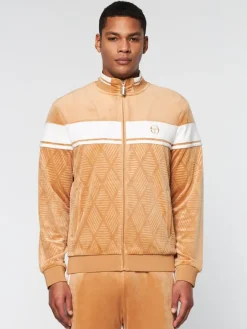 Tracksuits|Sergio Tacchini Debossed Damarindo Velour Track Jacket- Meerkat