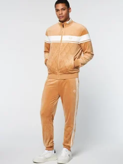 Tracksuits|Sergio Tacchini Debossed Damarindo Velour Track Jacket- Meerkat