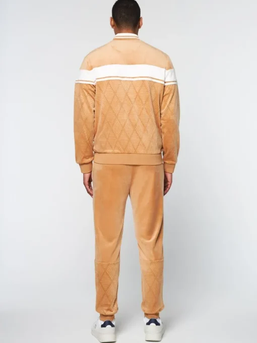 Tracksuits|Sergio Tacchini Debossed Damarindo Velour Track Jacket- Meerkat