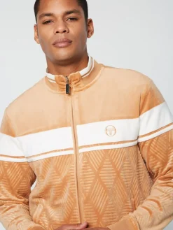 Tracksuits|Sergio Tacchini Debossed Damarindo Velour Track Jacket- Meerkat