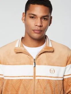 Tracksuits|Sergio Tacchini Debossed Damarindo Velour Track Jacket- Meerkat