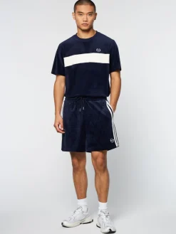 Velour|Sergio Tacchini Debossed Damarindo Velour Short- Maritime Blue