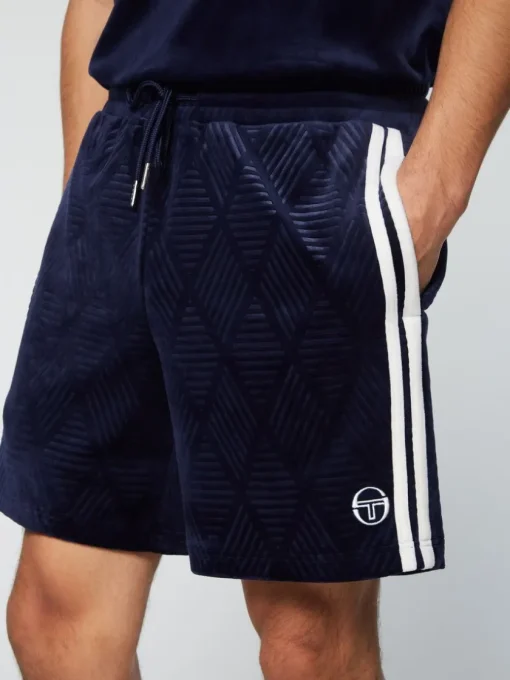 Velour|Sergio Tacchini Debossed Damarindo Velour Short- Maritime Blue
