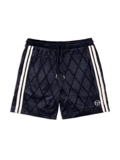 Shorts And Swim|Sergio Tacchini Debossed Damarindo Velour Short- Maritime Blue