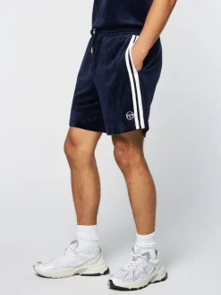 Shorts And Swim|Sergio Tacchini Debossed Damarindo Velour Short- Maritime Blue