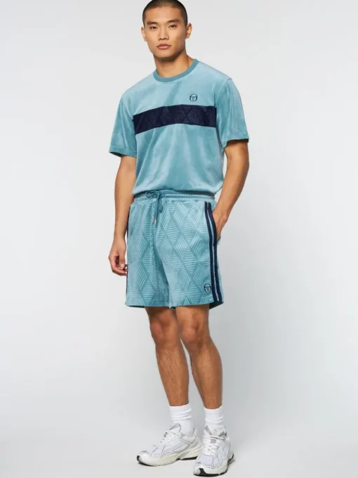 Shorts And Swim|Sergio Tacchini Debossed Damarindo Velour Short- Larkspur