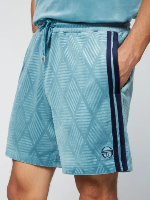 Shorts And Swim|Sergio Tacchini Debossed Damarindo Velour Short- Larkspur