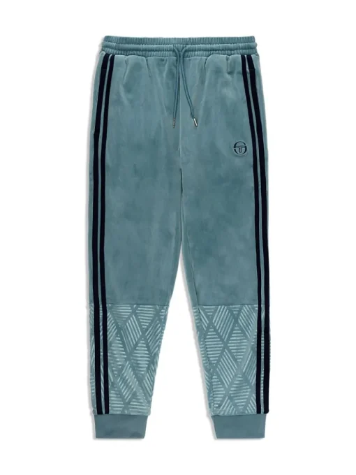 Tracksuits|Sergio Tacchini Debossed Damarindo Velour Track Pant- Larkspur