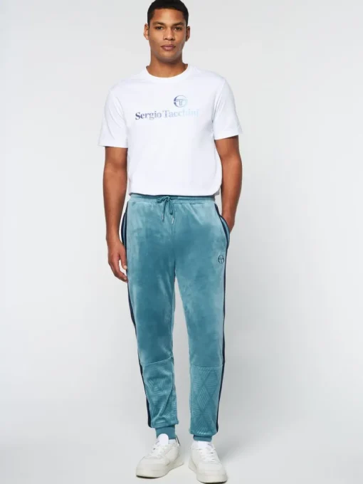 Tracksuits|Sergio Tacchini Debossed Damarindo Velour Track Pant- Larkspur