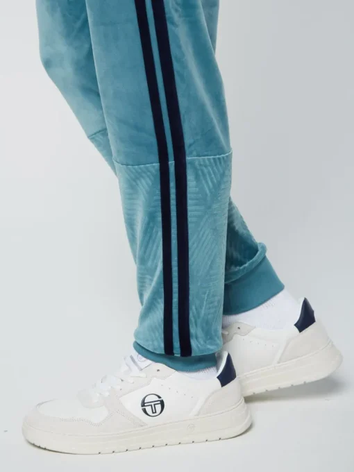Tracksuits|Sergio Tacchini Debossed Damarindo Velour Track Pant- Larkspur