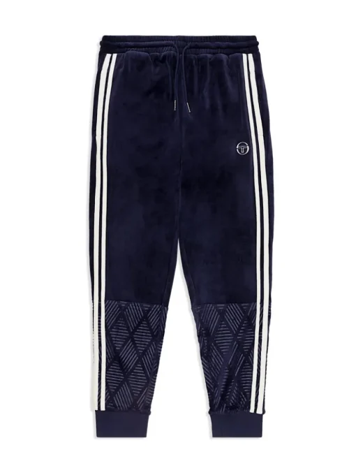 Tracksuits|Sergio Tacchini Debossed Damarindo Velour Track Pant- Maritime Blue