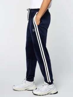 Tracksuits|Sergio Tacchini Debossed Damarindo Velour Track Pant- Maritime Blue