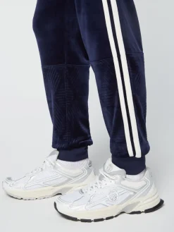 Tracksuits|Sergio Tacchini Debossed Damarindo Velour Track Pant- Maritime Blue