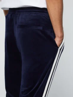 Tracksuits|Sergio Tacchini Debossed Damarindo Velour Track Pant- Maritime Blue