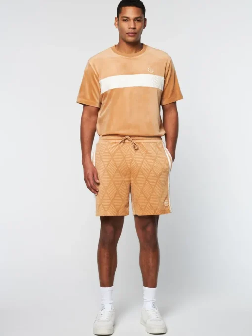Shorts And Swim|Sergio Tacchini Debossed Damarindo Velour Short- Meerkat