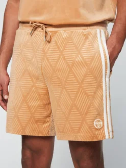 Shorts And Swim|Sergio Tacchini Debossed Damarindo Velour Short- Meerkat