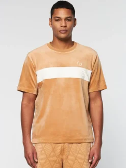 Matching Separates|Sergio Tacchini Debossed Damarindo Velour T-Shirt- Meerkat
